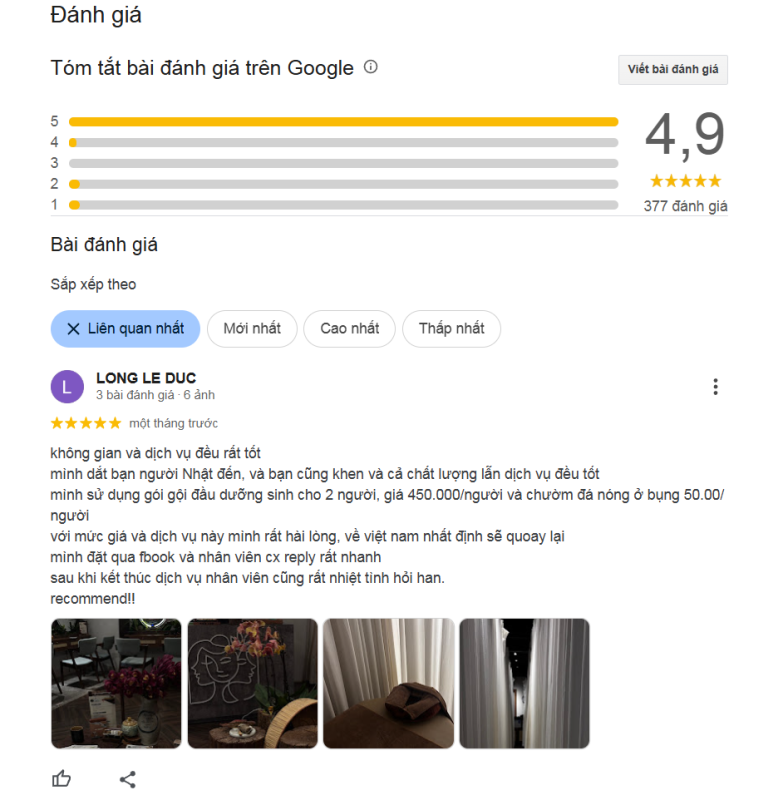 Hình ảnh review nhà spa